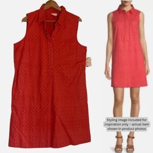 Sleeveless Shirt Dress Shift XL Rose Eyelet Cottagecore Coastal